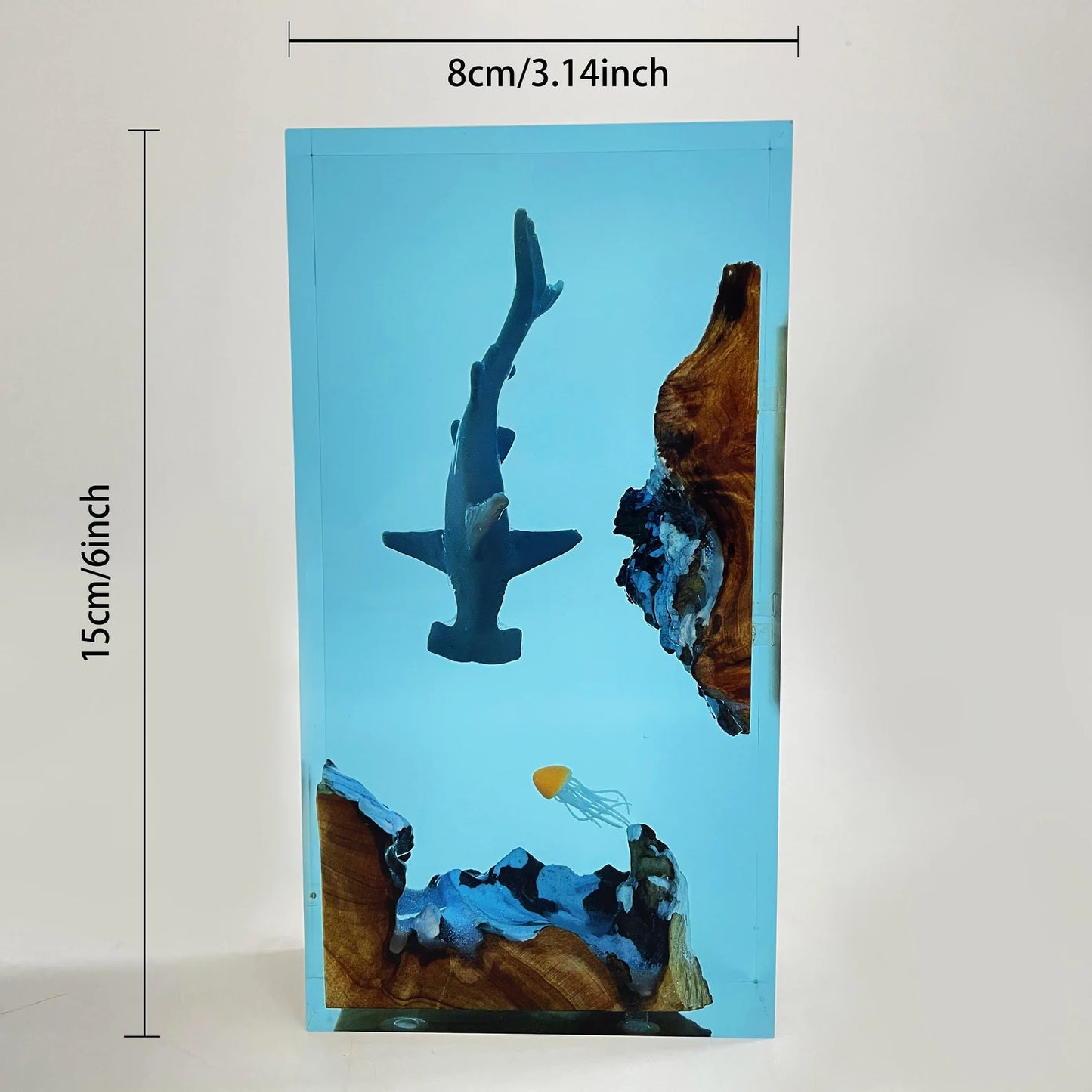 Hammer Head Shark and Jellyfish Resin Lamp